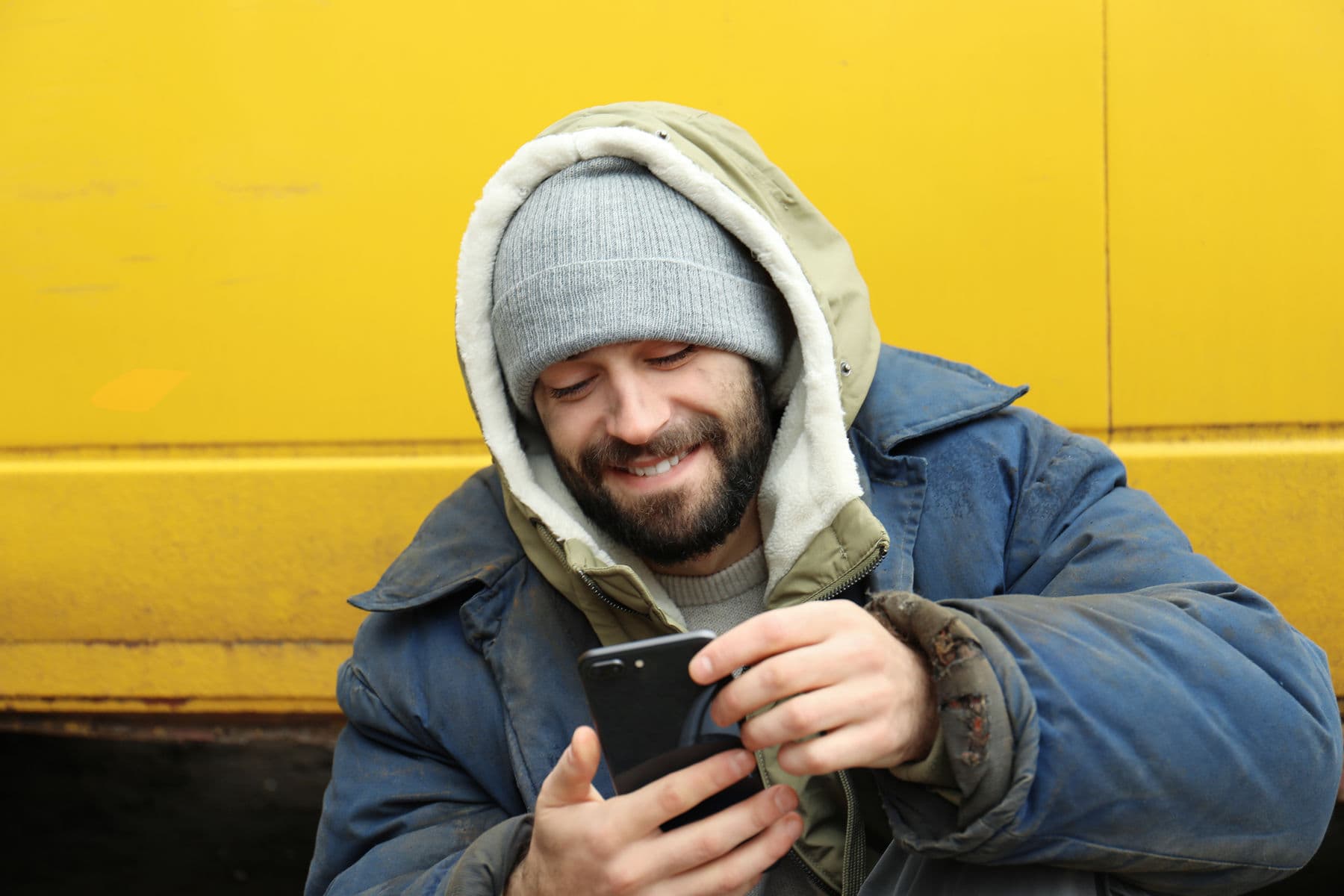 A community member using a mobile phone in San Francisco